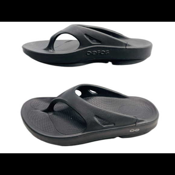 Oofos Flip Flop BLACK Soft Sandals M 6 - W 8 EU 39 Lt Wear - Picture 1 of 9